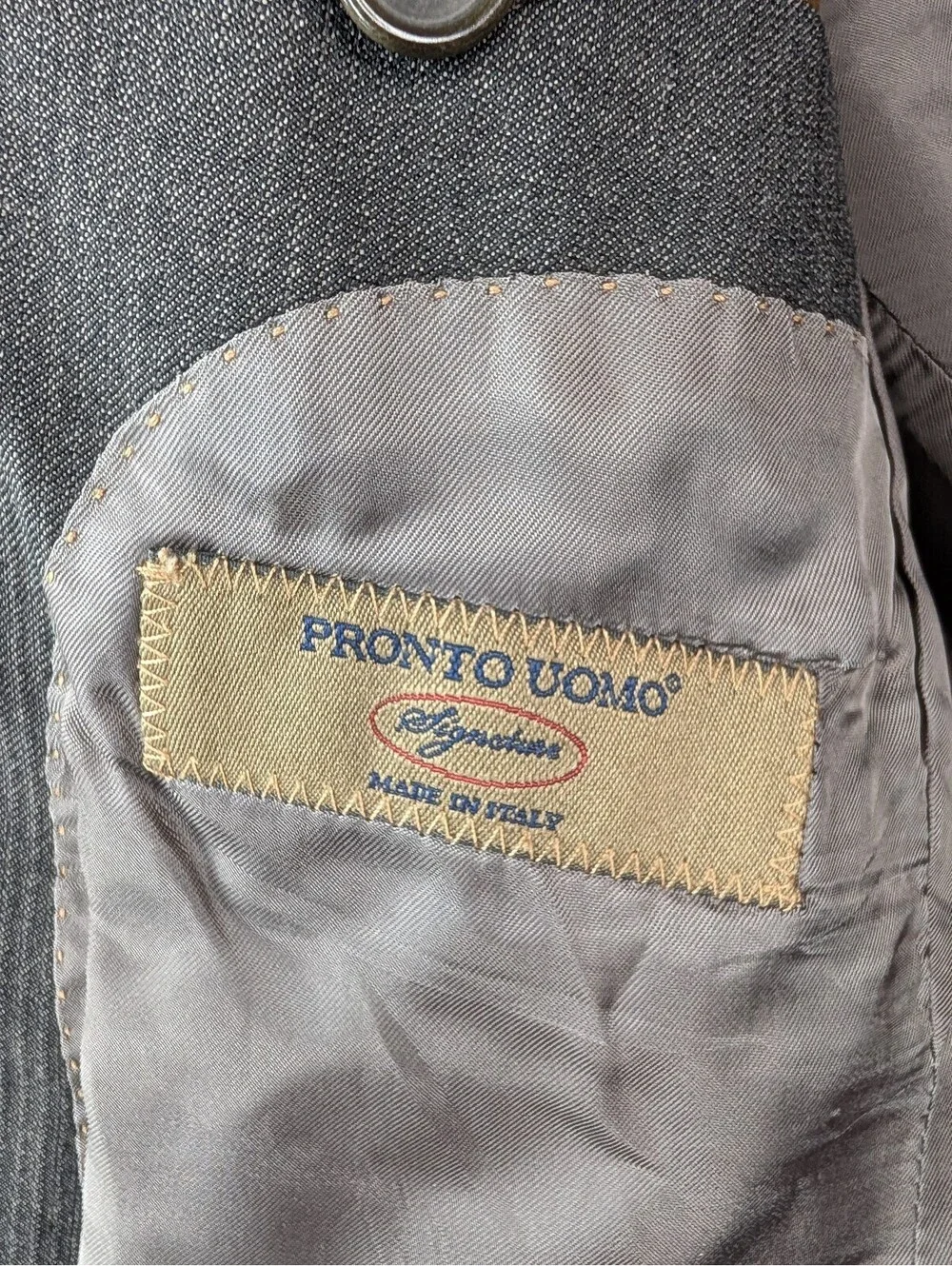 Pronto Uomo Platinum Regular Gray Wool Made in Italy Men's Suit Jacket 38